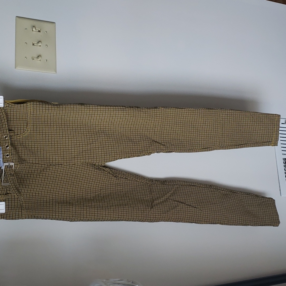 Urban Outfitters plaid buckle pants with zipper